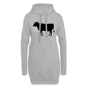vache - Sweat-shirt à capuche long Femme - gris chiné - Devant