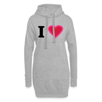 i love - Sweat-shirt à capuche long Femme - gris chiné - Devant
