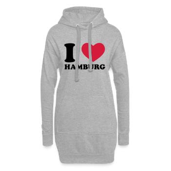 I Love Hamburg - Hoodie-Kleid - Grau meliert - Vorne