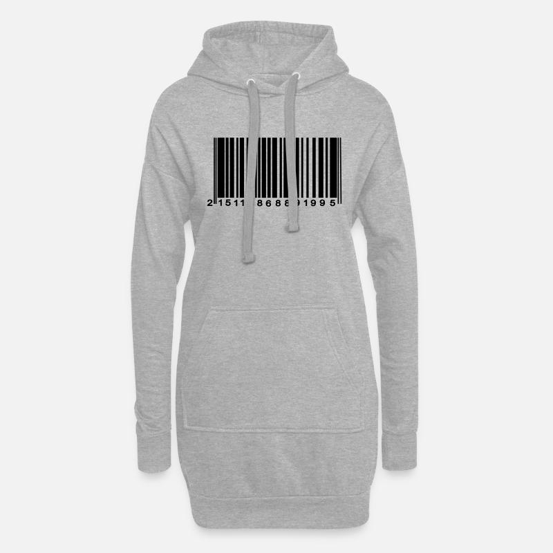 code barre chiffré - Sweat-shirt à capuche long Femme - gris chiné