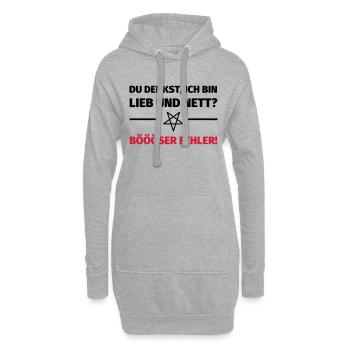 Du denkst, ich bin lieb und nett? Böööser Fehler! - Hoodie-Kleid - Grau meliert - Vorne