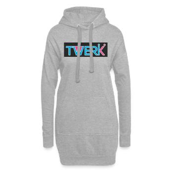 Logo TWERK avec W rempli de Rose - Sweat-shirt à capuche long Femme - gris chiné - Devant