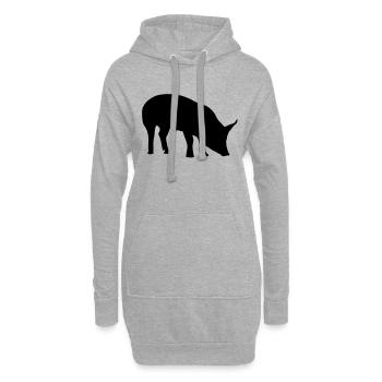 Cochon noir - Sweat-shirt à capuche long Femme - gris chiné - Devant