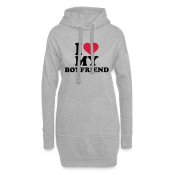 I love my boyfriend - Sweat-shirt à capuche long Femme - gris chiné - Devant