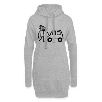 Strichmännchen Autowäsche - Hoodie-Kleid - Grau meliert - Vorne