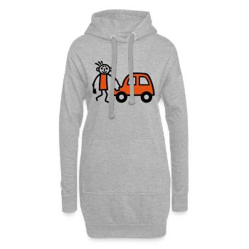 Strichmännchen Autowäsche - V2 - Hoodie-Kleid - Grau meliert - Vorne
