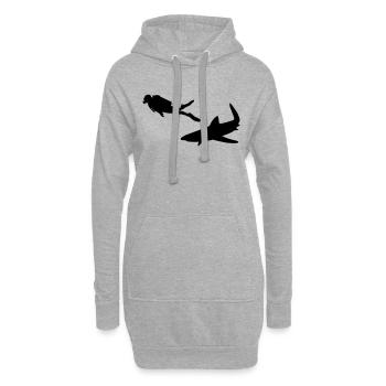 Diving - Tauchen - Taucher - Hoodie-Kleid - Grau meliert - Vorne