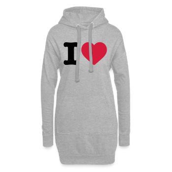 I love Logo Design Liebe rotes Herz Heart Schrift - Hoodie-Kleid - Grau meliert - Vorne