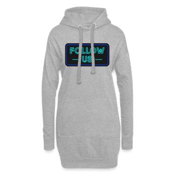 Follow Us Social Media Neon Design - Hoodie-Kleid - Grau meliert - Vorne