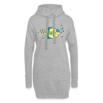 Poisson Cichlide Eau Mer Graffiti Dessin - Sweat-shirt à capuche long Femme - gris chiné - Devant