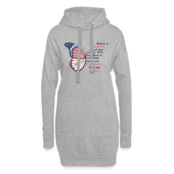 Schmetterling Blume Motivationsspruch Spruch Frau - Hoodie-Kleid - Grau meliert - Vorne