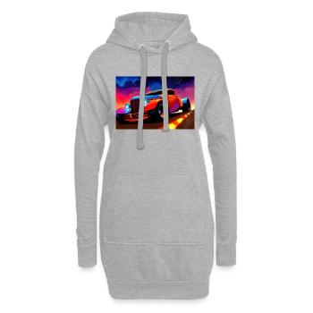 Hot Rod Sportwagen im Sonnenuntergang - Hoodie-Kleid - Grau meliert - Vorne