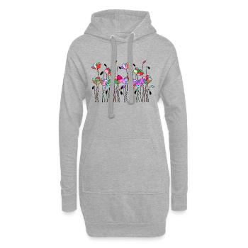 Fleur - Sweat-shirt à capuche long Femme - gris chiné - Devant