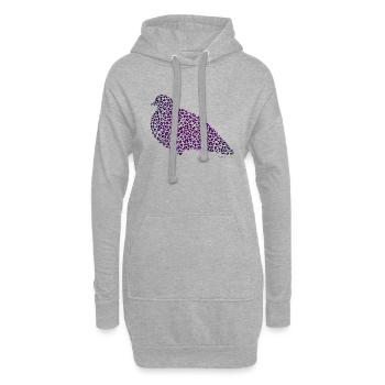 Leo Muster und Tauben - Taubenflair in Lila - Hoodie-Kleid - Grau meliert - Vorne