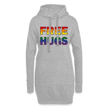 Gratuit Hugs Drapeau arc-en-ciel - Sweat-shirt à capuche long Femme - gris chiné - Devant