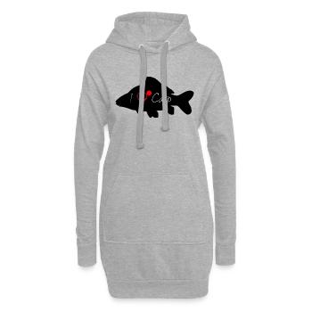 I love Carp black - Hoodie Dress - heather grey - Front