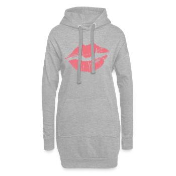 Kuss Kiss Liebe Kussmund JGA - Hoodie-Kleid - Grau meliert - Vorne