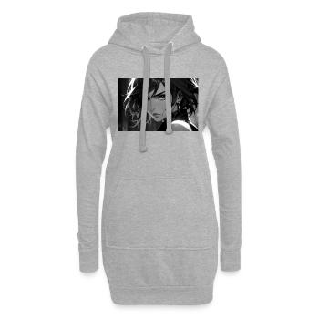 Femme Fatale dans un look expressif en noir et blanc - Sweat-shirt à capuche long Femme - gris chiné - Devant
