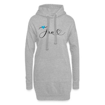 Jan Nom Prénom Calligraphie coeur - Sweat-shirt à capuche long Femme - gris chiné - Devant