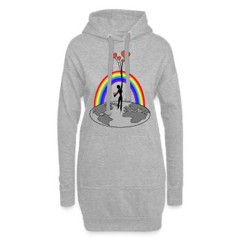 Freedom - Love makes you free - Hoodie Dress - heather grey - Front