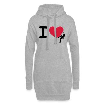 I love Climbing - Sweat-shirt à capuche long Femme - gris chiné - Devant