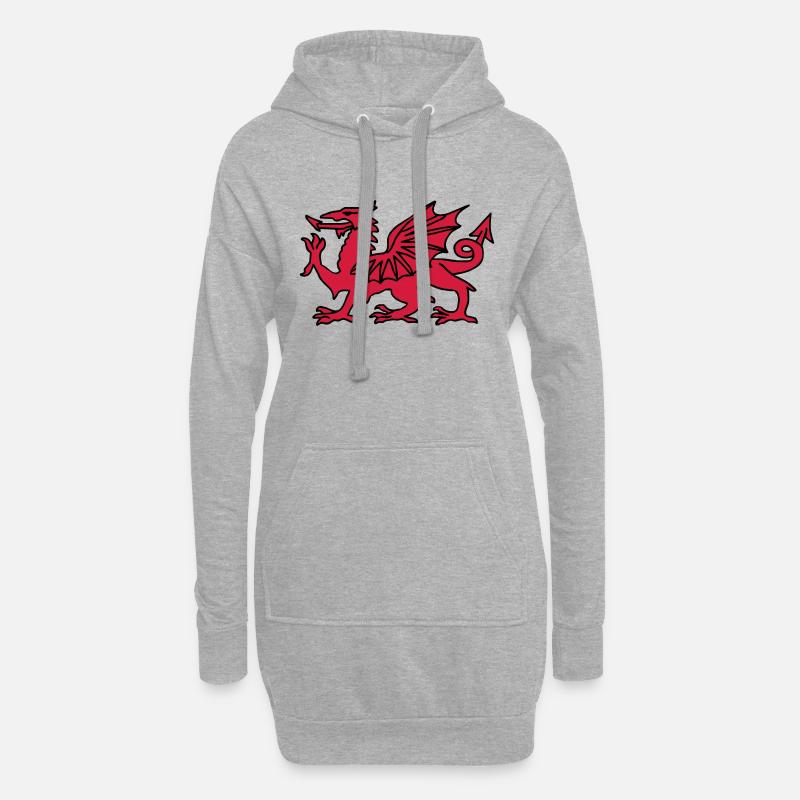 Waliser Drache - Hoodie-Kleid - Grau meliert