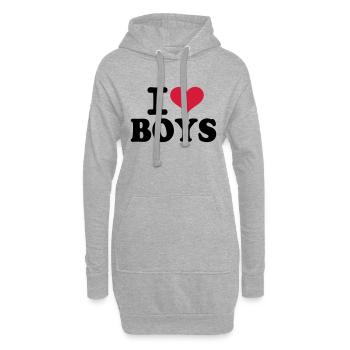 I love boys - Hoodie-Kleid - Grau meliert - Vorne