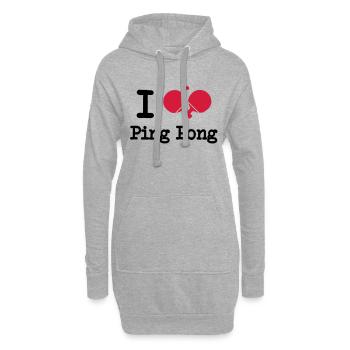 I love ping pong - Hoodie-Kleid - Grau meliert - Vorne