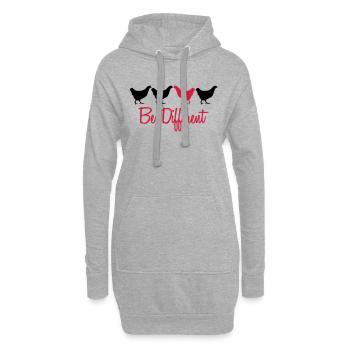 Être mit Huhn différents texte - Sweat-shirt à capuche long Femme - gris chiné - Devant