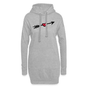 herz pfeil liebe schiessen bogen schuss verlieben - Hoodie-Kleid - Grau meliert - Vorne