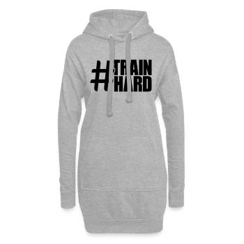 hashtag cool conception texte hantel train entraîn - Sweat-shirt à capuche long Femme - gris chiné - Devant