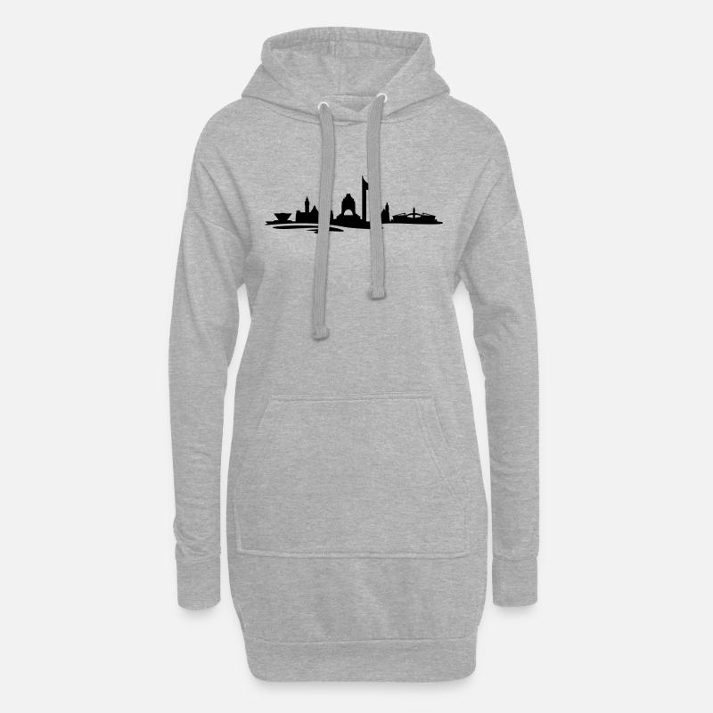 Skyline - Leipzig - Hoodie-Kleid - Grau meliert
