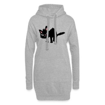 Lustige Böse Katze - Hoodie-Kleid - Grau meliert - Vorne