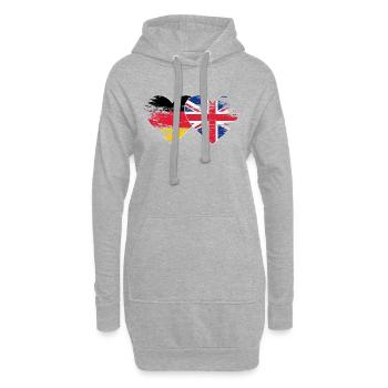 Deutschland Großbritannien Flagge used Herz - Hoodie-Kleid - Grau meliert - Vorne