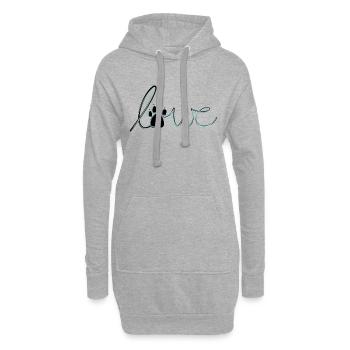 Löwe, Schriftzug, blau, Katzenliebhaber, Raubkatze - Hoodie-Kleid - Grau meliert - Vorne