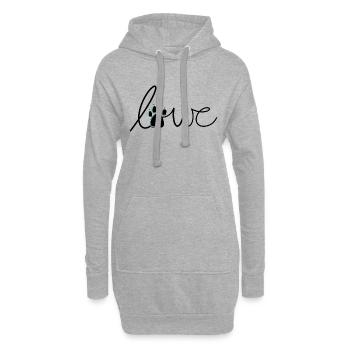 Löwe, Schriftzug blau - Hoodie-Kleid - Grau meliert - Vorne