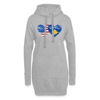 Drapeau des États-Unis du Kosovo coeur utilisé - Sweat-shirt à capuche long Femme - gris chiné - Devant