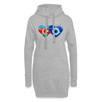 Aserbaidschan Nazarperle Flagge used - Hoodie-Kleid - Grau meliert - Vorne