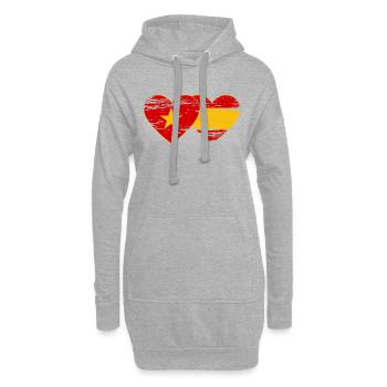 Vietnam Espagne Drapeau Coeur Utilisé - Sweat-shirt à capuche long Femme - gris chiné - Devant