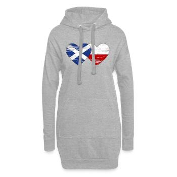 Schottland Polen Flagge Herz used - Hoodie-Kleid - Grau meliert - Vorne