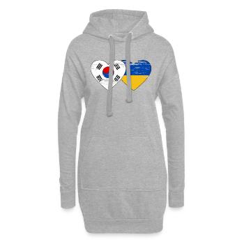 Südkorea Ukraine Flagge Herz used - Hoodie-Kleid - Grau meliert - Vorne