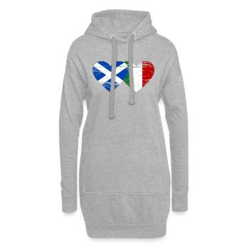 Ecosse Italie Drapeau Coeur Utilisé - Sweat-shirt à capuche long Femme - gris chiné - Devant