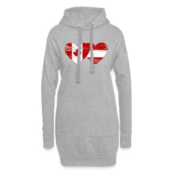 Coeur de drapeau Canada Autriche utilisé - Sweat-shirt à capuche long Femme - gris chiné - Devant