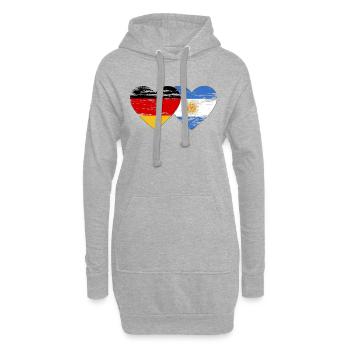Allemagne Argentine Drapeau Coeur Utilisé - Sweat-shirt à capuche long Femme - gris chiné - Devant