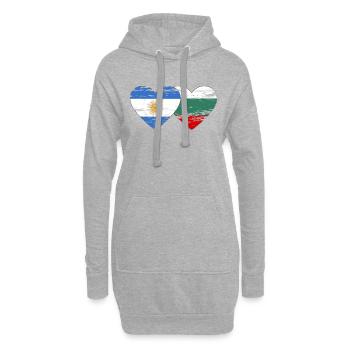 Argentine Bulgarie Drapeau Coeur Utilisé - Sweat-shirt à capuche long Femme - gris chiné - Devant