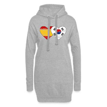 Spain, South Korea, flag, heart used - Hoodie Dress - heather grey - Front