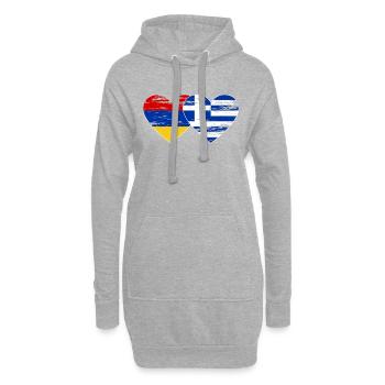 Armenien Griechenland Flagge Herz used - Hoodie-Kleid - Grau meliert - Vorne