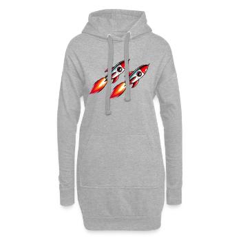 Bande dessinée fusée - Sweat-shirt à capuche long Femme - gris chiné - Devant