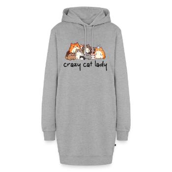 crazycatlady - Hoodie-Kleid - Grau meliert - Vorne