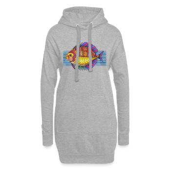 Poisson - Sweat-shirt à capuche long Femme - gris chiné - Devant